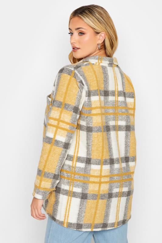 YOURS LUXURY Plus Size Yellow Check Felted Shacket | Yours Clothing 3