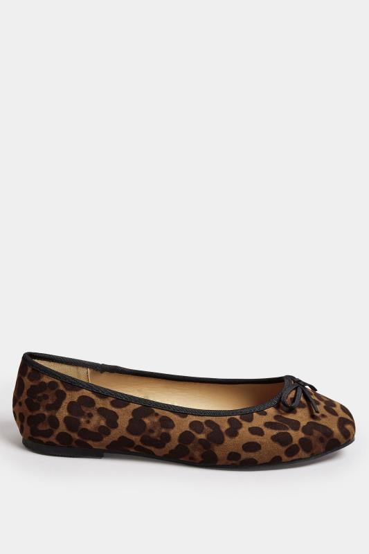 Brown Leopard Print Ballet Pumps In Extra Wide EEE Fit | Yours Clothing 3