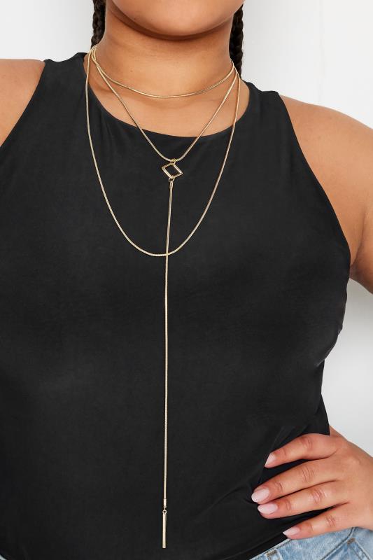  Grande Taille Gold Tone Multi Layered Necklace