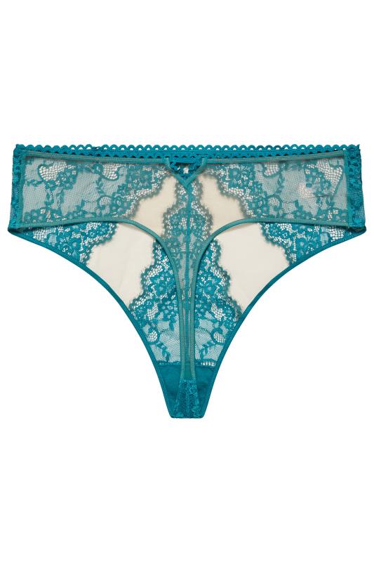 PLAYFUL PROMISES Phoebe Turquoise Blue Lace High Waisted Thong | Yours Clothing 5