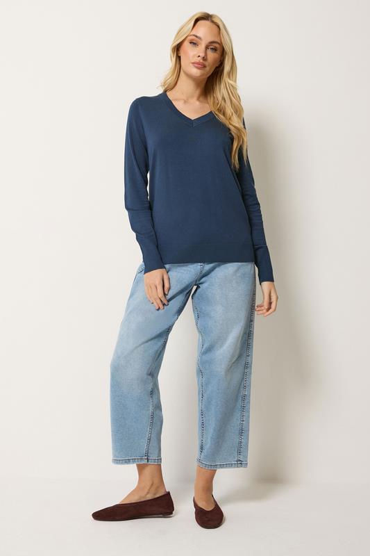 M&Co Navy Blue V-Neck Jumper| M&Co 1