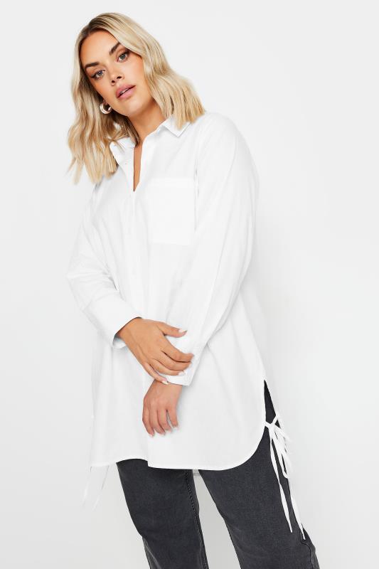  Grande Taille YOURS Curve White Tie Detail Shirt