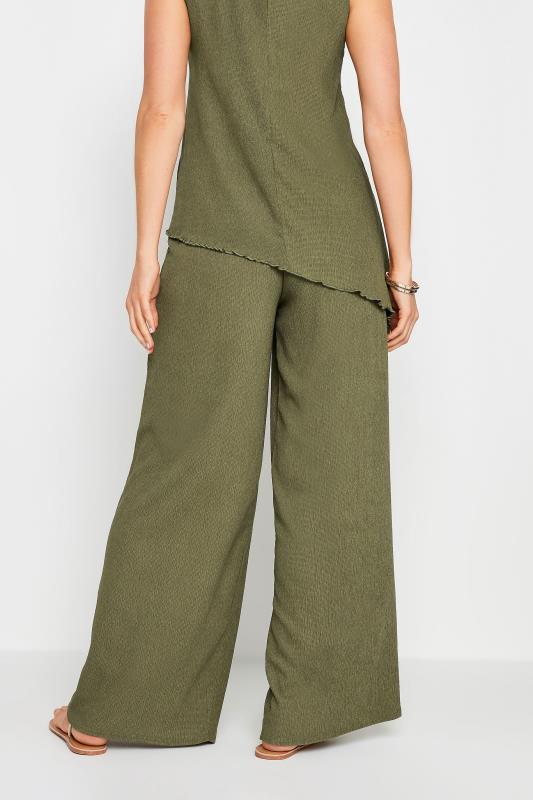 LTS Tall Women's Khaki Green Textured Wide Leg Trousers | Long Tall Sally  4