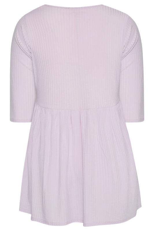 LIMITED COLLECTION Curve Lilac Purple Ribbed Smock Top 6