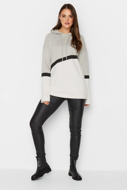 LTS Tall Women's Grey & White Colour Block Knitted Hoodie | Long Tall Sally 2