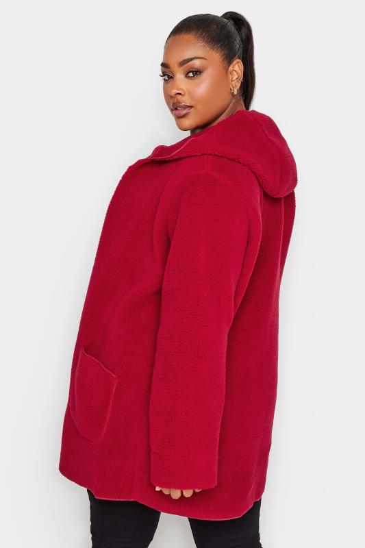 YOURS Plus Size Red Teddy Hooded Jacket | Yours Clothing 3