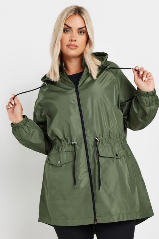  Grande Taille YOURS Curve Khaki Green Drawstring Lightweight Parka Jacket