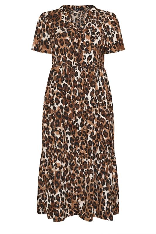 YOURS Plus Size Brown Leopard Half Placket Dress | Yours Clothing 6