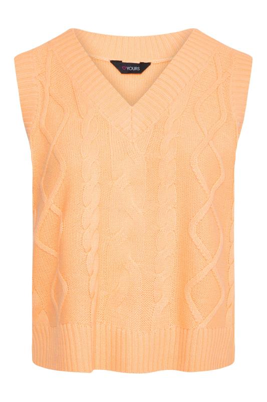 Plus Size Bright Orange Cable Knit Sweater Vest Top | Yours Clothing 6