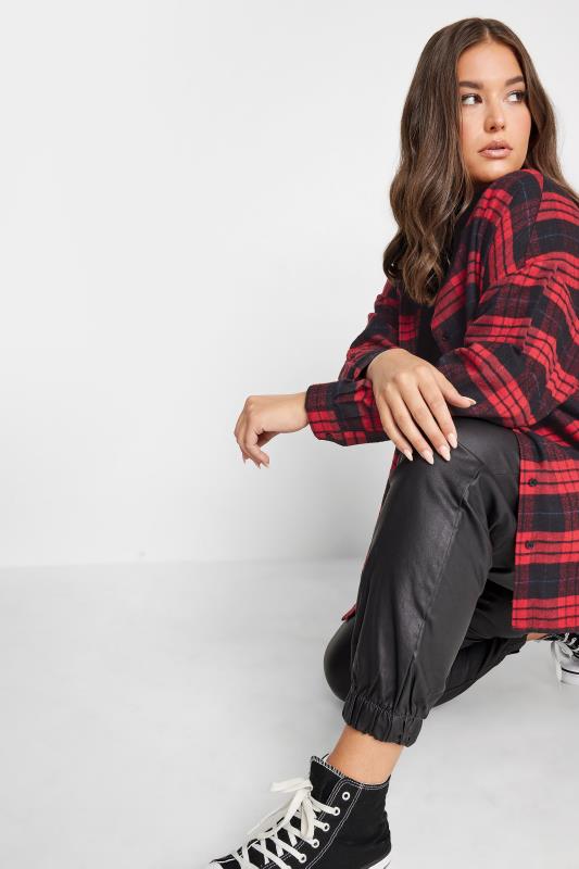 YOURS Curve Red Check Brushed Oversized Boyfriend Shirt 6