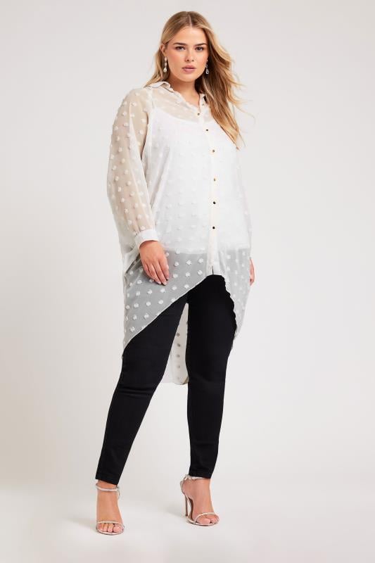 YOURS LONDON Plus Size White Longline Batwing Sleeve Shirt  | Yours Clothing 2