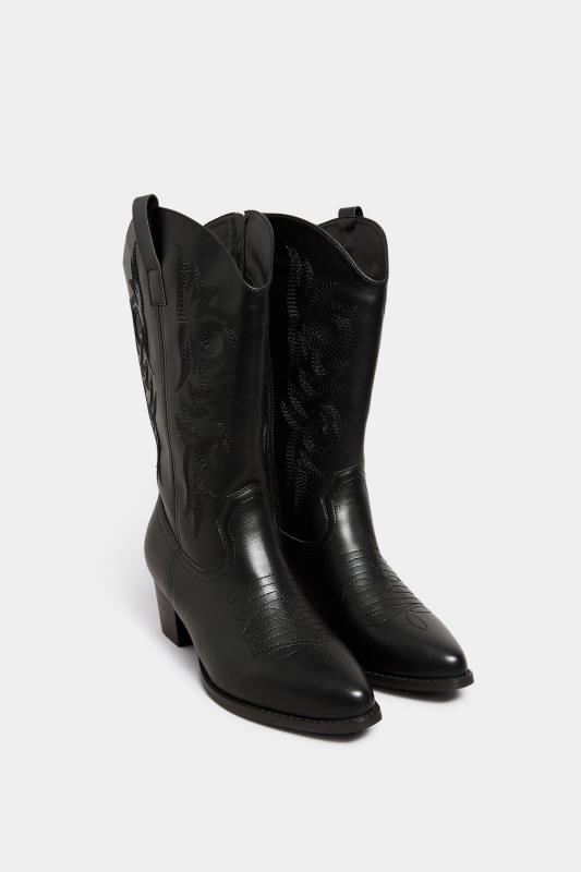 LIMITED COLLECTION Black Cowboy Boots in Extra Wide EEE Fit | Yours Clothing 2