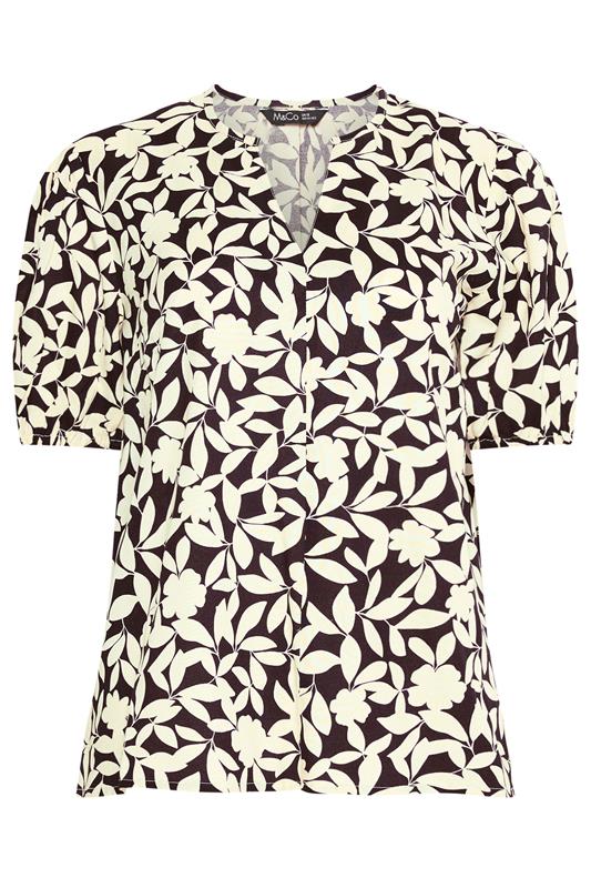 M&Co Brown Floral Notch Neck Blouse | M&Co 7