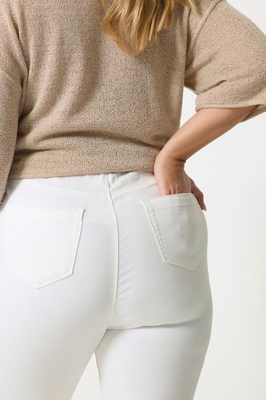 Plus Size White Cropped JENNY Jeggings | Yours Clothing  4