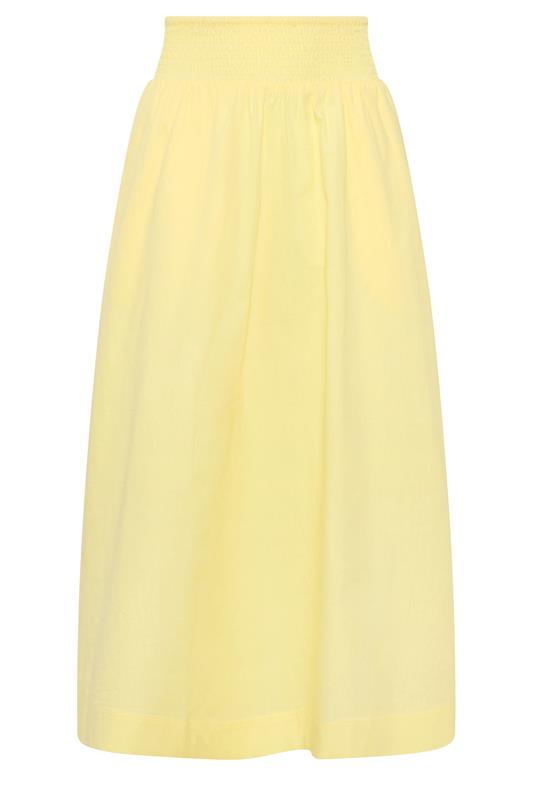 PixieGirl Petite Women's Yellow Poplin Shirred Cotton Maxi Skirt | PixieGirl 6