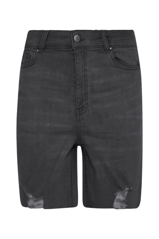 LTS Tall Black Cut Off Ripped Denim Shorts_f.jpg