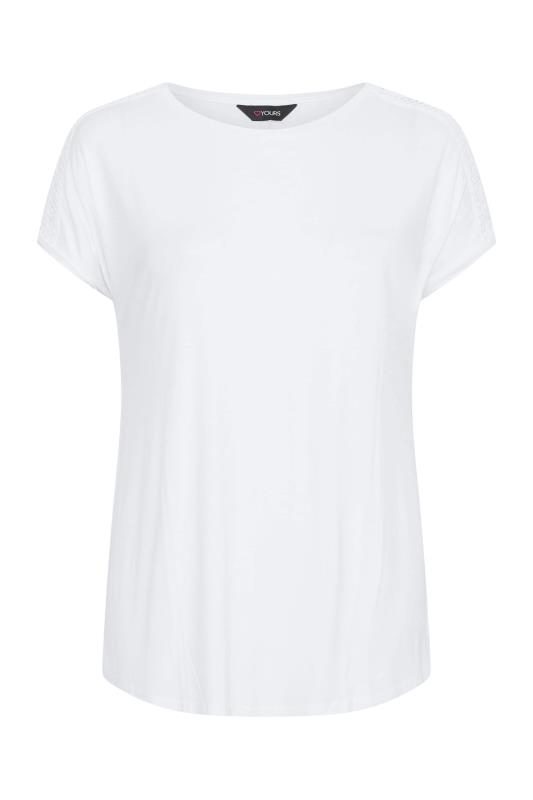 Plus Size White Crochet Shoulder T-Shirt | Yours Clothing 6