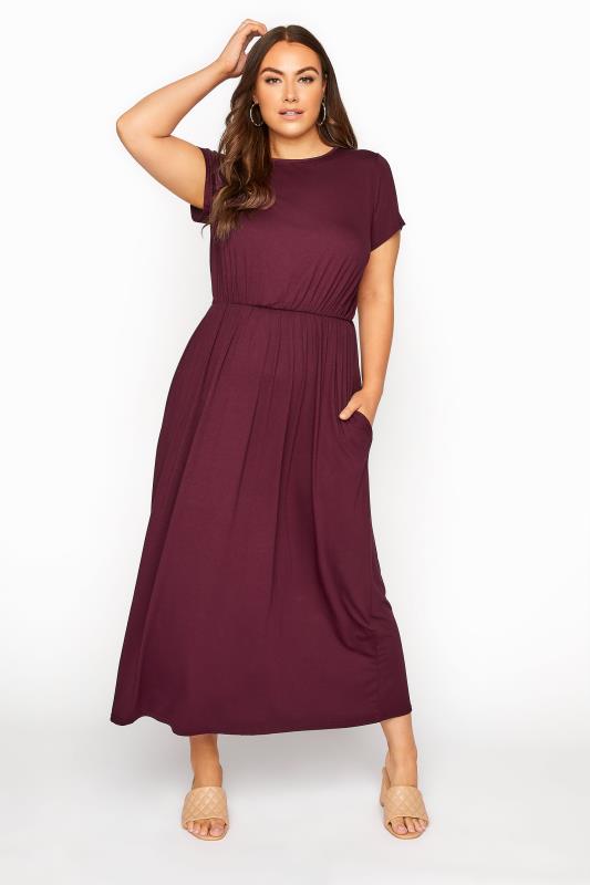 YOURS LONDON Curve Burgundy Red Pocket Maxi Dress 1