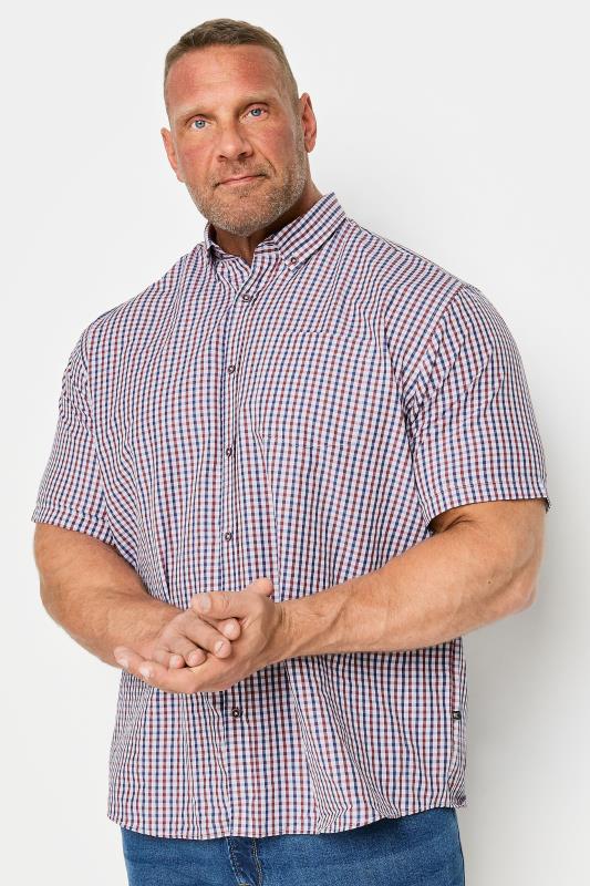  Grande Taille KAM Big & Tall Wine Red Short Sleeve Gingham Shirt