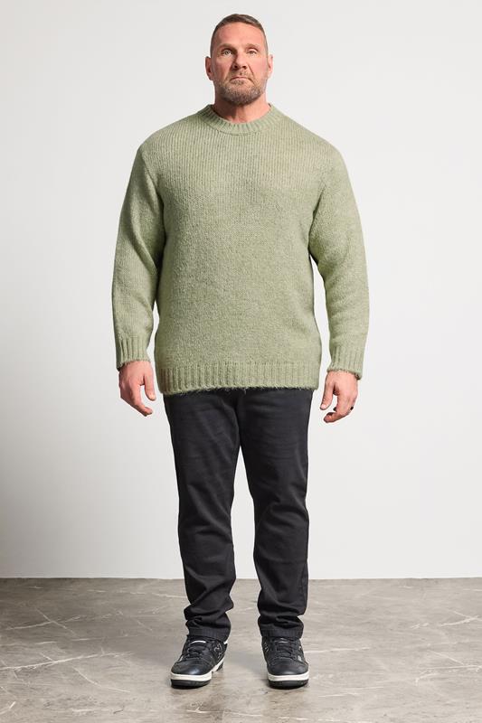 JACK & JONES Big & Tall Seagrass Green Crew Neck Knit Jumper | BadRhino 1