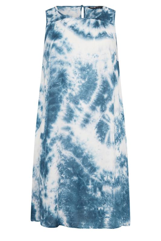 YOURS Plus Size Curve Dark Blue Tie Dye Print Swing Dress| Yours Clothing  6
