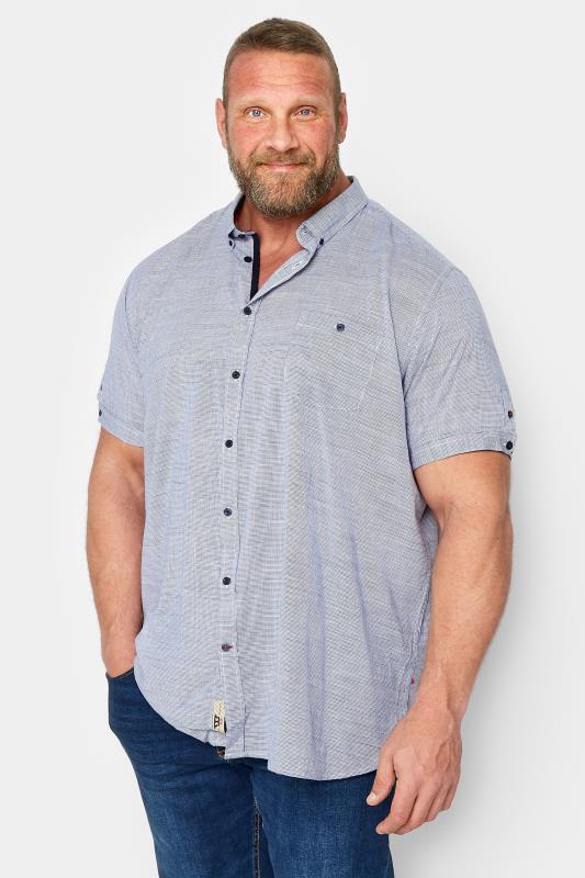  D555 Big & Tall Blue Dogtooth Check Shirt