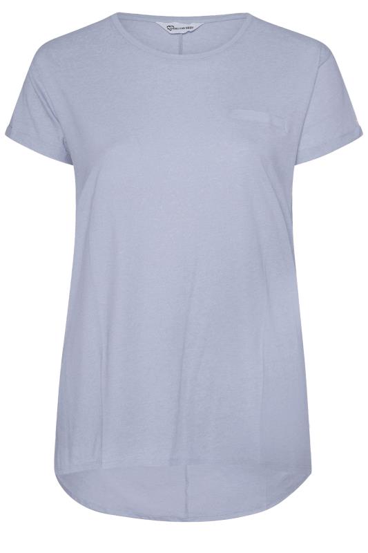 YOURS FOR GOOD Curve Blue Cotton Blend Pocket T-Shirt 5