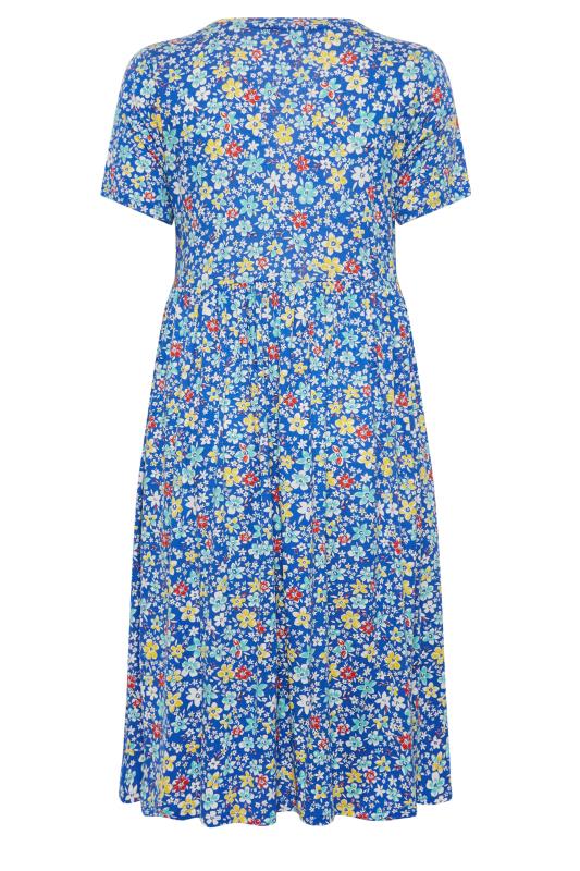 YOURS Curve Blue Floral Smock Dress | Yours Clothing  7