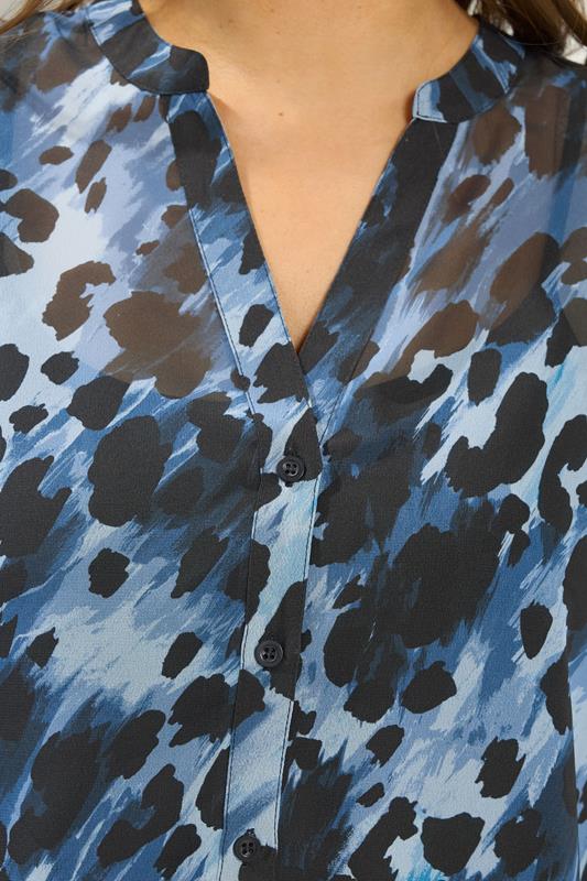 YOURS Plus Size Blue Animal Pleated Back Blouse | Yours Clothing 5