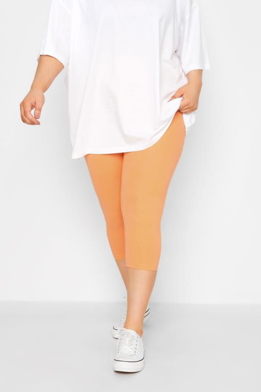 YOURS Plus Size Orange Cropped Leggings | Yours Clothing 1