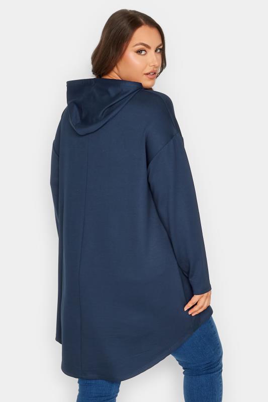 YOURS Plus Size Curve Navy Blue 'USA' Slogan Longline Hoodie | Yours Clothing  3
