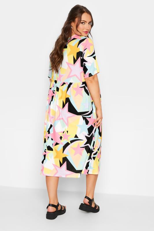 Plus Size LIMITED COLLECTION Black & Pink Star Print Midaxi Smock Dress | Yours Clothing 3