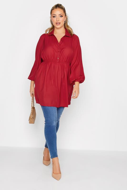LIMITED COLLECTION Plus Size Red Peplum Blouse | Yours Clothings 2
