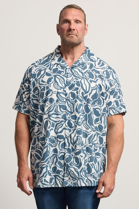 BadRhino Big & Tall Blue Abstract Print Short Sleeve Shirt | BadRhino 1