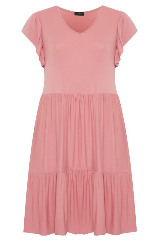 Dusty Pink Tiered Smock Dress | Yours Clothing