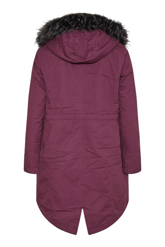BUMP IT UP MATERNITY Plus Size Berry Red Parka Coat | Yours Clothing 8