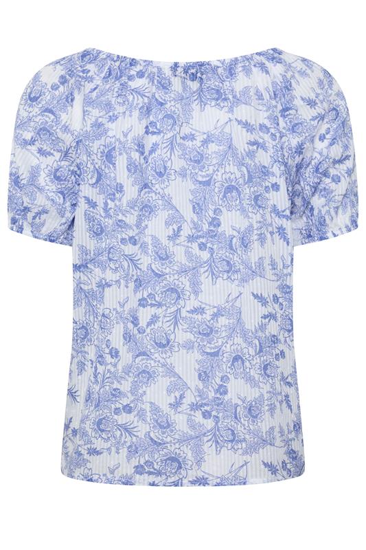 M&Co Blue Floral Print Dobby Blouse | M&Co 6