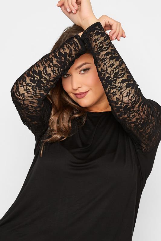 LIMITED COLLECTION Plus Size Black Lace Sleeve Top | Yours Clothing 4