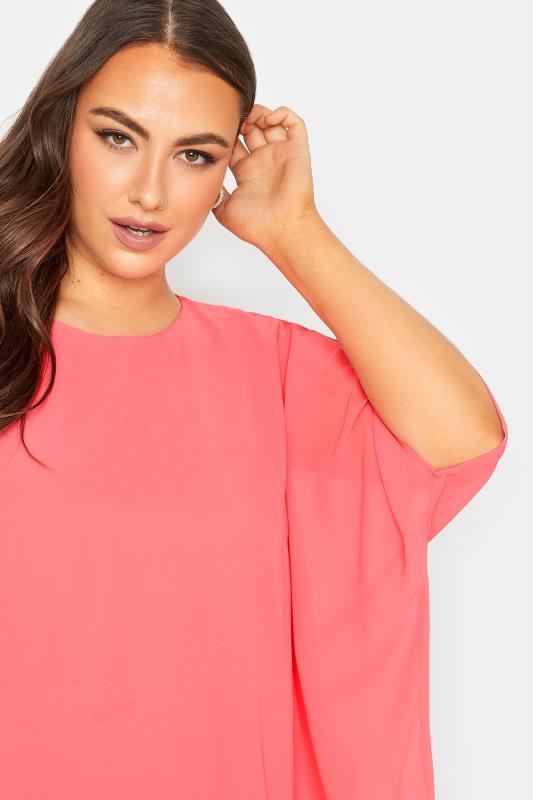 YOURS LONDON Plus Size Curve Coral Pink Cape Top | Yours Clothing 4