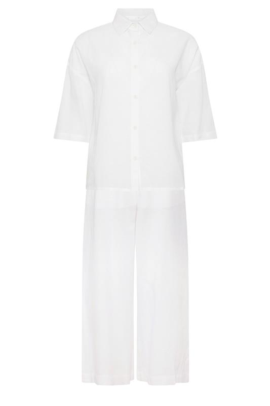 PixieGirl Petite Women's Set White Linen Shirt & Wide Leg Trousers | PixieGirl 5