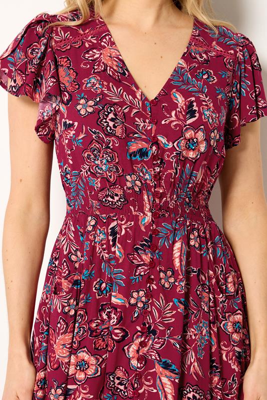 LTS Tall Women's Red Floral Print Button Maxi Dress | Long Tall Sally 5