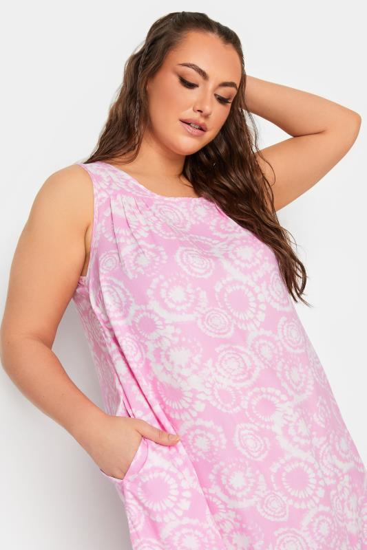 YOURS Curve Plus Size Light Pink Tie Dye Print Swing Dress | Yours Clothing  4