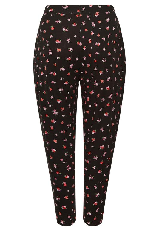 YOURS Plus Size Black Floral Harem Trousers | Yours Clothing  6