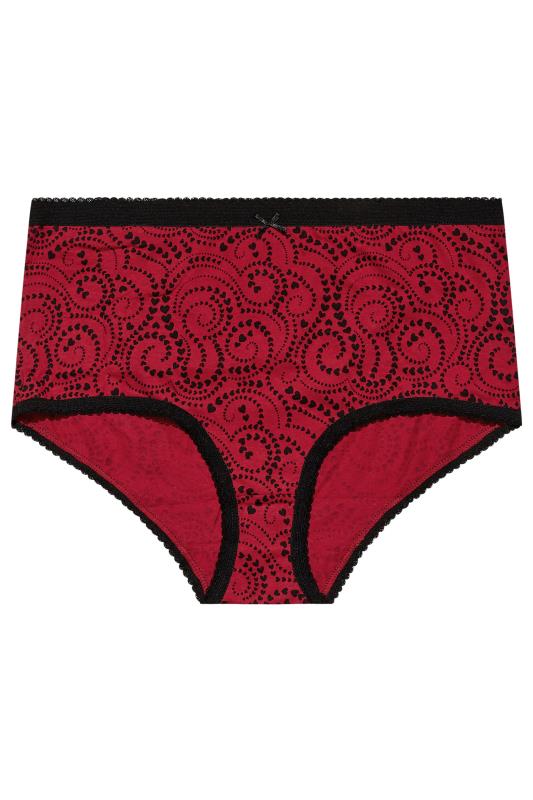 5 PACK Red Swirl Heart Print High Waisted Full Briefs | Yours Clothing 4