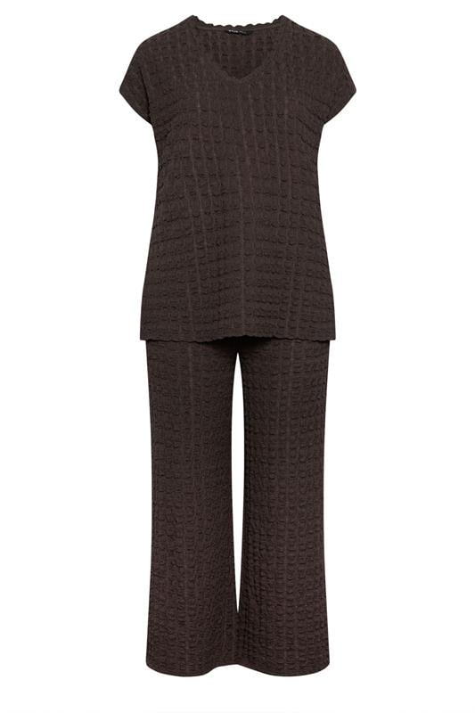 YOURS Plus Size Set Chocolate Brown Set Bubble Textured Top & Trousers | Yours Clothing 7