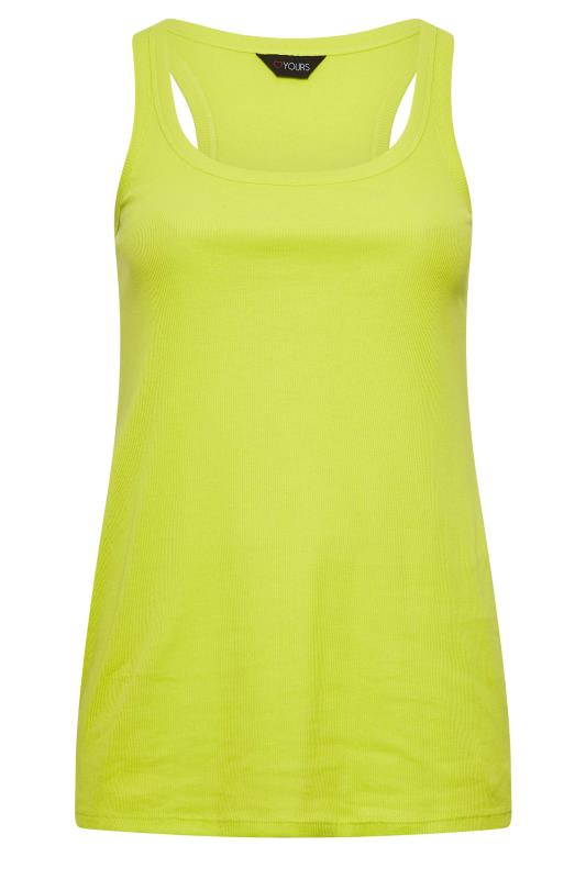 YOURS Curve Plus Size Lime Green Ribbed Racer Vest | Yours Clothing  6