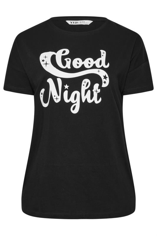 YOURS Plus Size Black 'Good Night' Slogan Pyjama Top | Yours Clothing 7