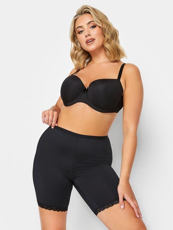  YOURS pantalones cortos de cintura alta con adorno de encaje negro antirozaduras 