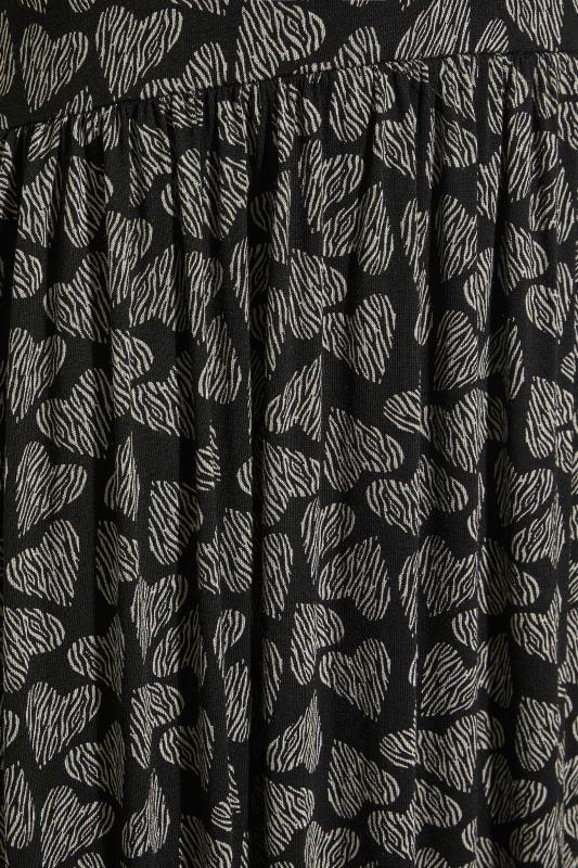 LTS Tall Black Heart Print Plunge Strappy Maxi Dress 5