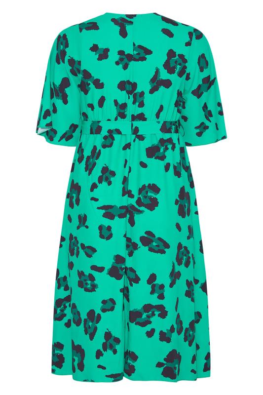 YOURS LONDON Plus Size Bright Green Leopard Print Midi Wrap Dress | Yours Clothing 7